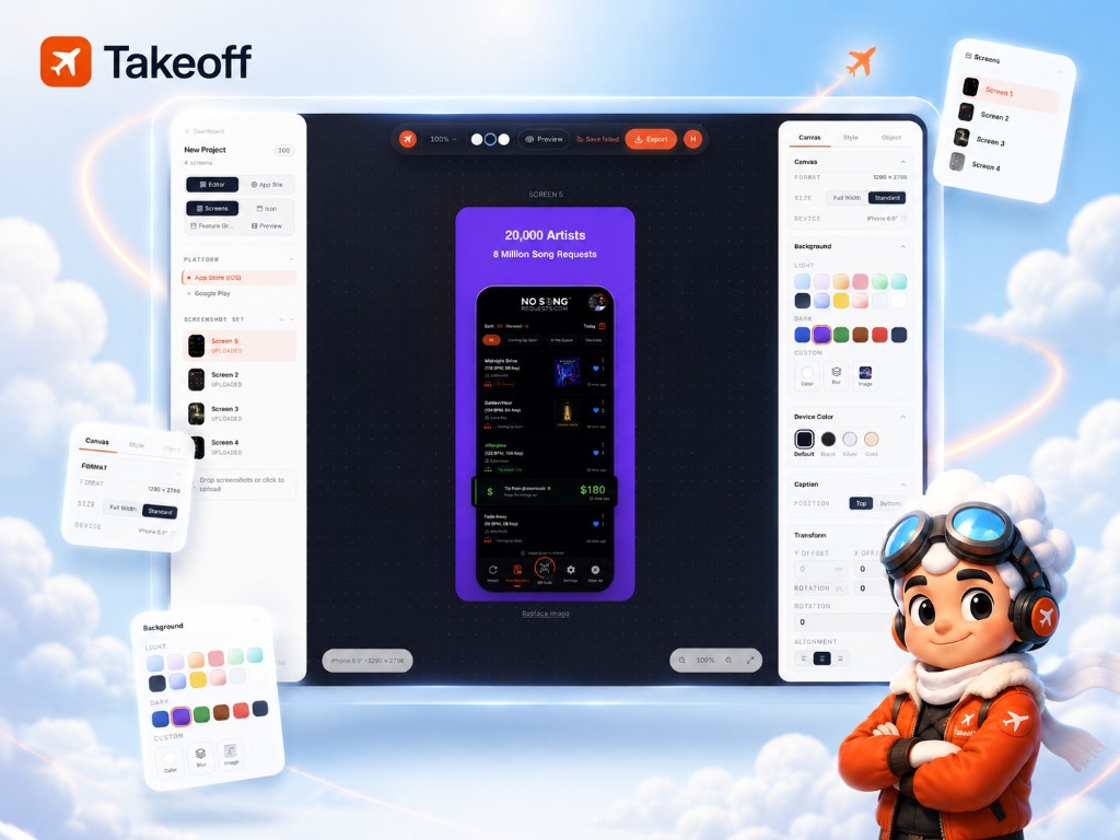 Takeoff marketing site and studio preview