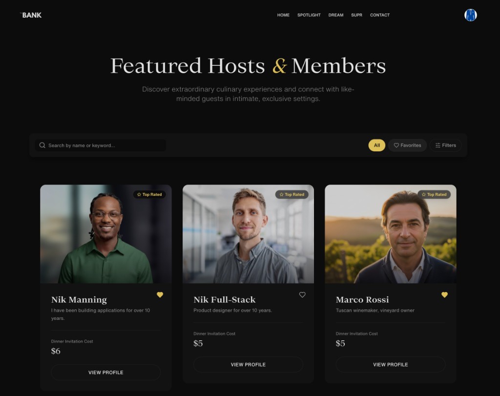 Supr exclusive dinner experiences app